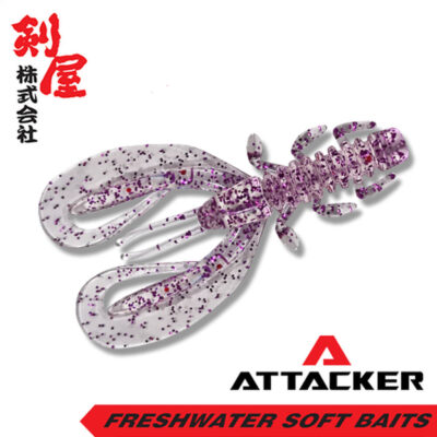 เหยื่อยาง ATTACKER PREMIUM SOFT BAIT BUG-037 #62mm สีใสเกล็ดม่วง