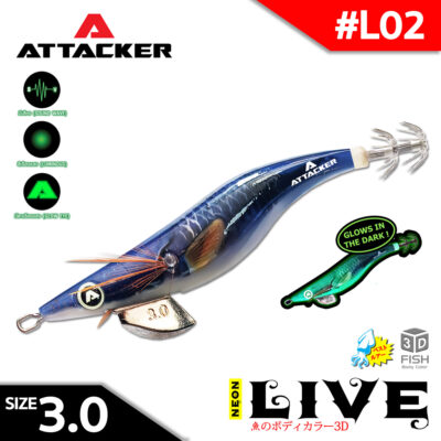 โยกุ้ง ATTACKER NEON LIVE SQUID JIG 3.0 #L02