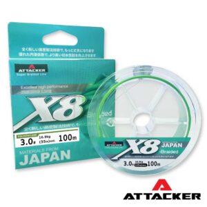 สายพีอีตกปลา ATTACKER Super Braided Line X8-Braided #3.0 ขนาด 35lbs 100M