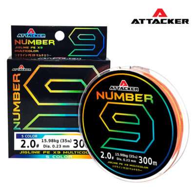 สายตกปลา สายพีอี ถัก 9 ATTACKER NUMBER 9 MULTICOLOR