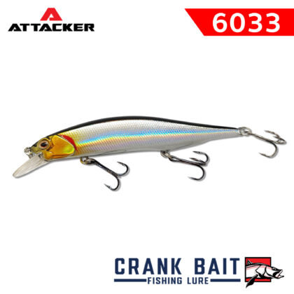 เหยื่อตกปลา ATTACKER CRANK BAIT 6033F สีเงินหัวทอง