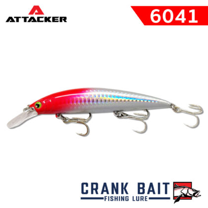 เหยื่อตกปลา ATTACKER CRANK BAIT 6041S สีเงินหัวแดง
