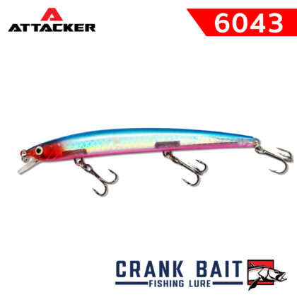 เหยื่อตกปลา ATTACKER CRANK BAIT 6043F สีเงินหลังฟ้า