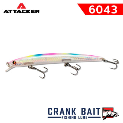 เหยื่อตกปลา ATTACKER CRANK BAIT 6043F สีเงินหลังรุ้ง
