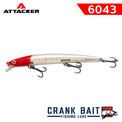 เหยื่อตกปลา ATTACKER CRANK BAIT 6043F สีเงินหัวแดง